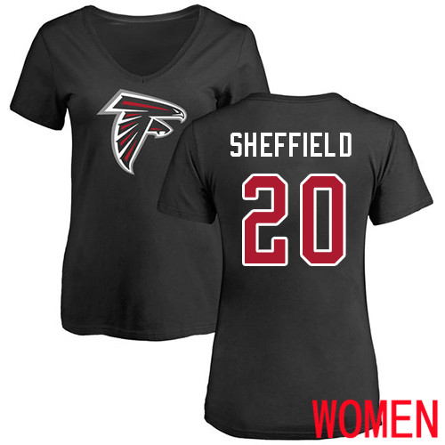 Atlanta Falcons Black Women Kendall Sheffield Name And Number Logo NFL Football #20 T Shirt->atlanta falcons->NFL Jersey